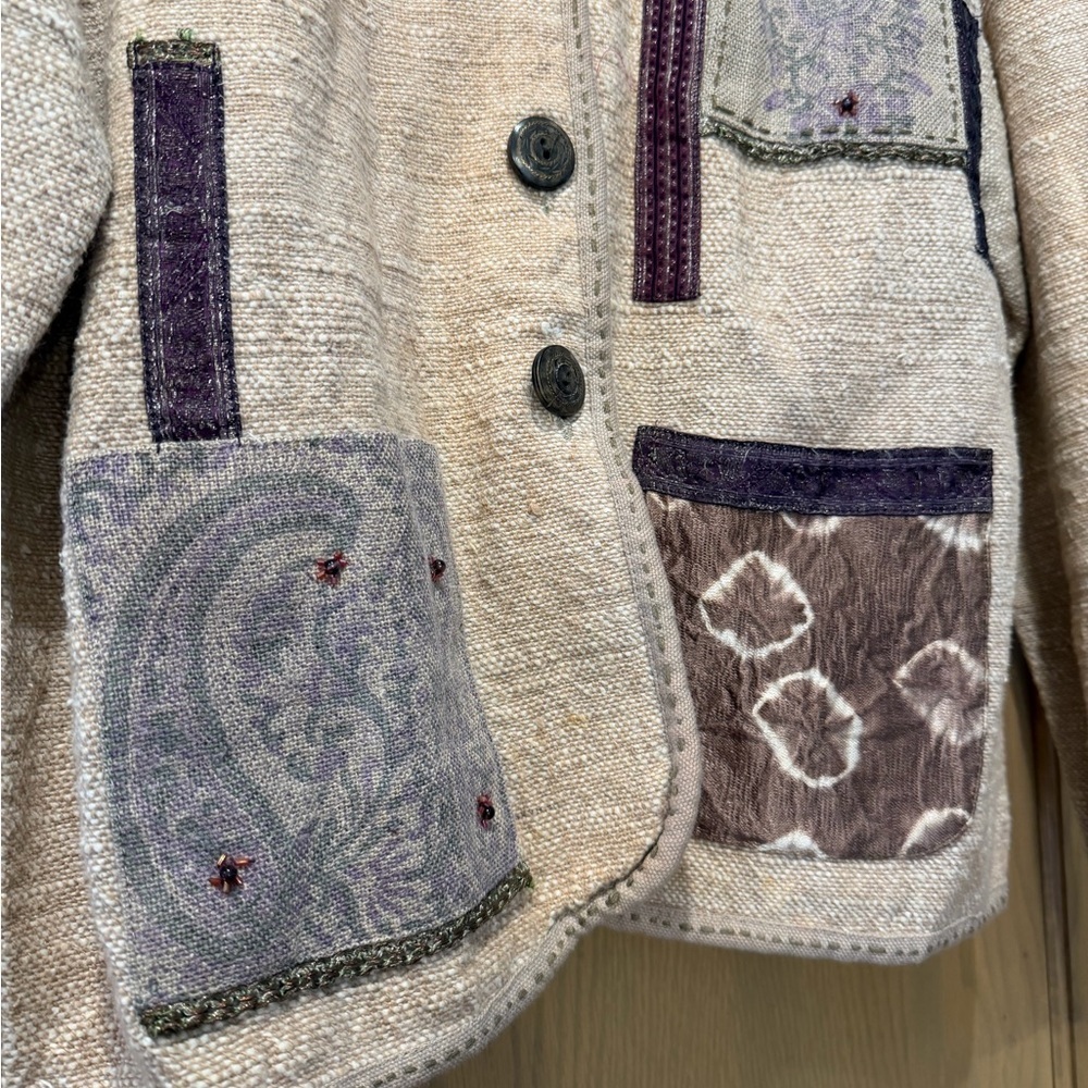 Vintage Flashback Cotton Mixed Material Chunky Button Down Jacket / medium - Picture 2 of 12